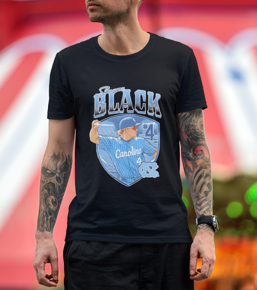 Sawyer Black Carolina Tar Heels #4 Baseball Player T-Shirt