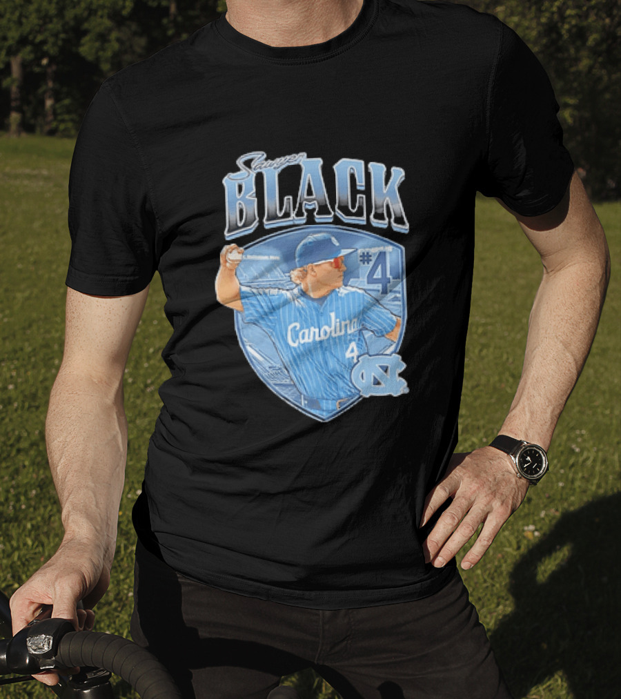 Sawyer Black Carolina Tar Heels #4 Baseball Player T-Shirt
