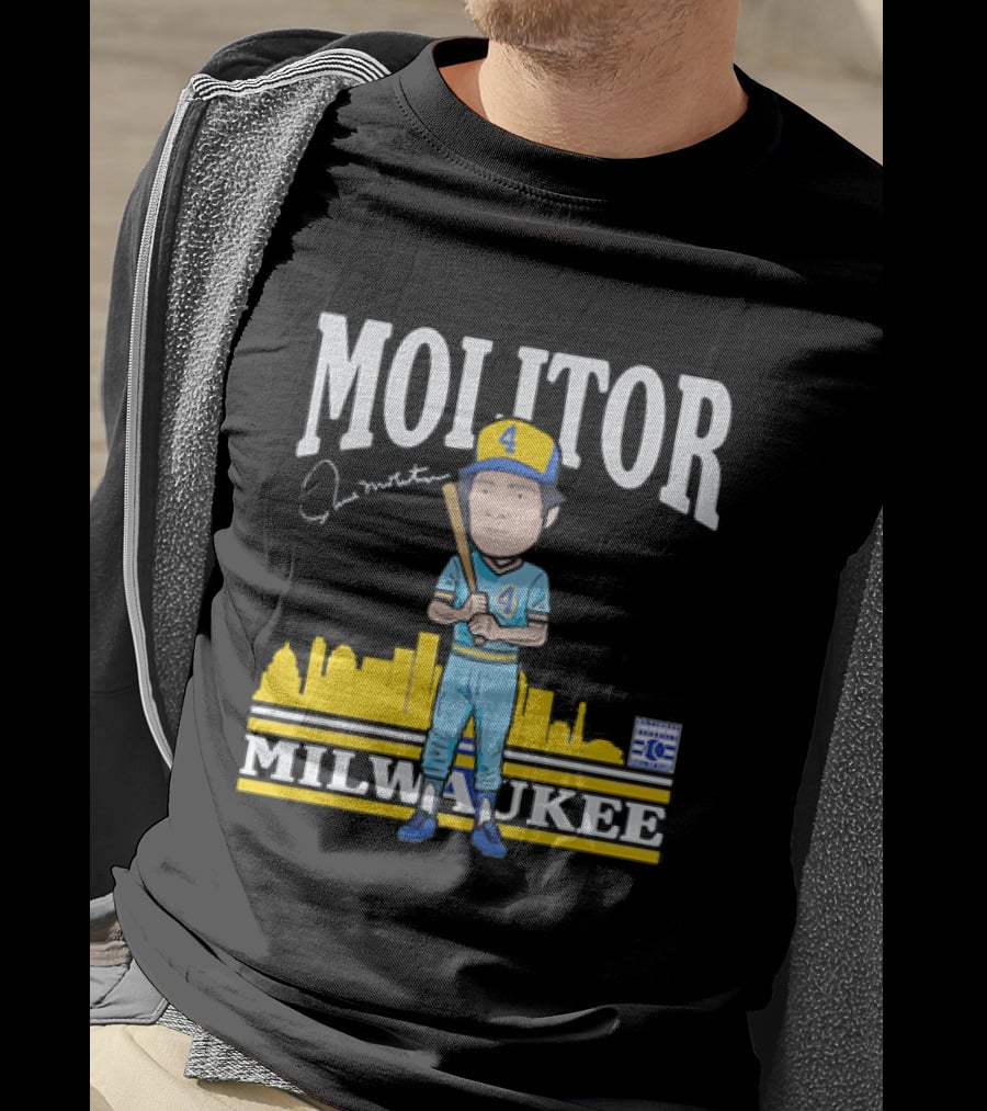Paul Molitor Milwaukee Brewers Hall Of Fame 4 Caricature City Skyline T-Shirt