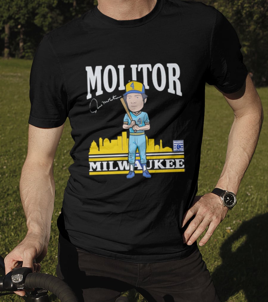 Paul Molitor Milwaukee Brewers Hall Of Fame 4 Caricature City Skyline T-Shirt
