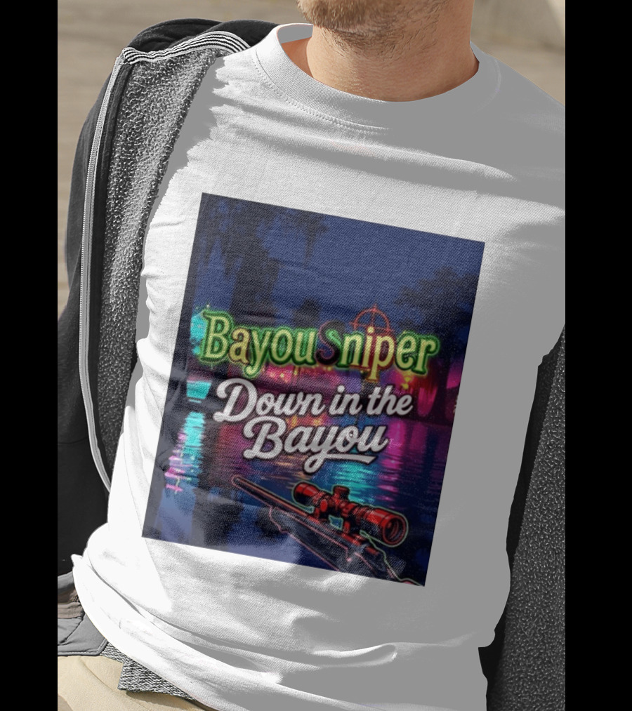 Bayou Sniper Down In The Bayou Retro Night Scene T-Shirt