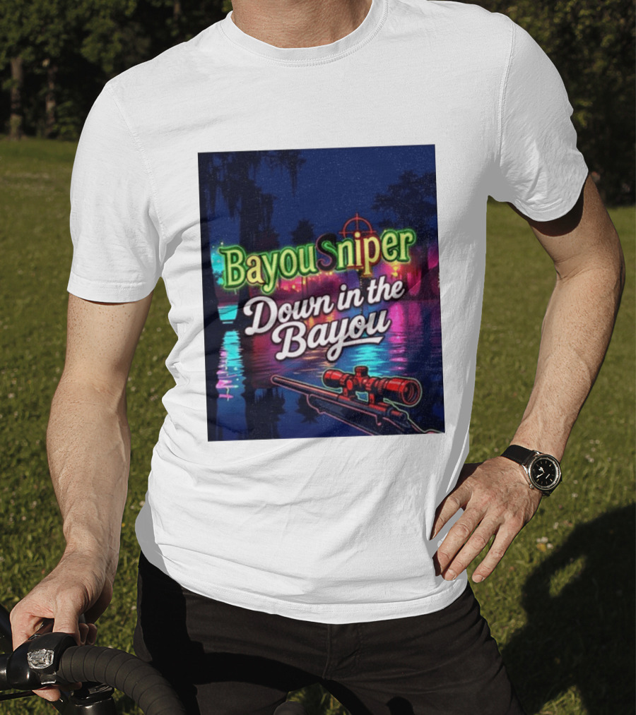 Bayou Sniper Down In The Bayou Retro Night Scene T-Shirt