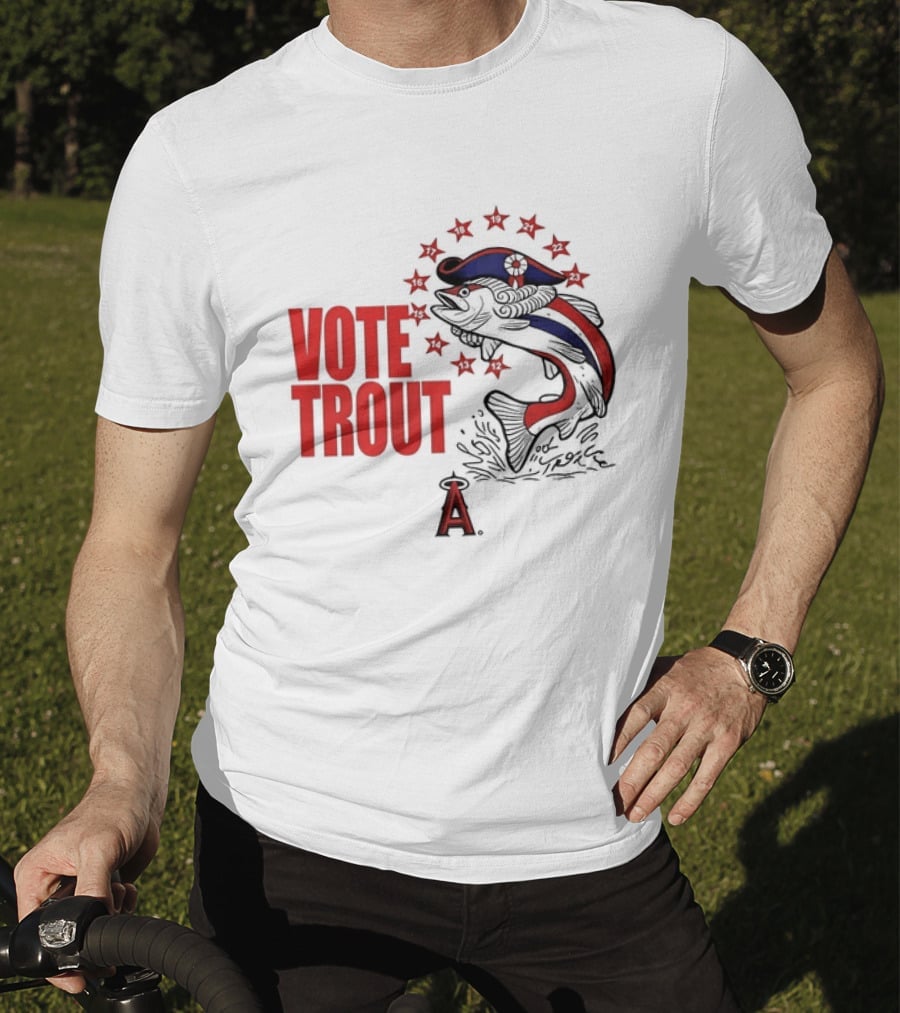 Los Angeles Angels Vote Trout Red Blue Star Fish T-Shirt