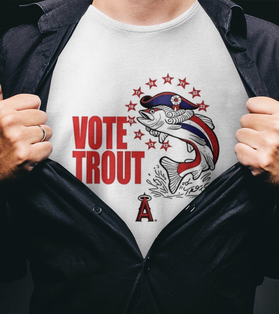Los Angeles Angels Vote Trout Red Blue Star Fish T-Shirt