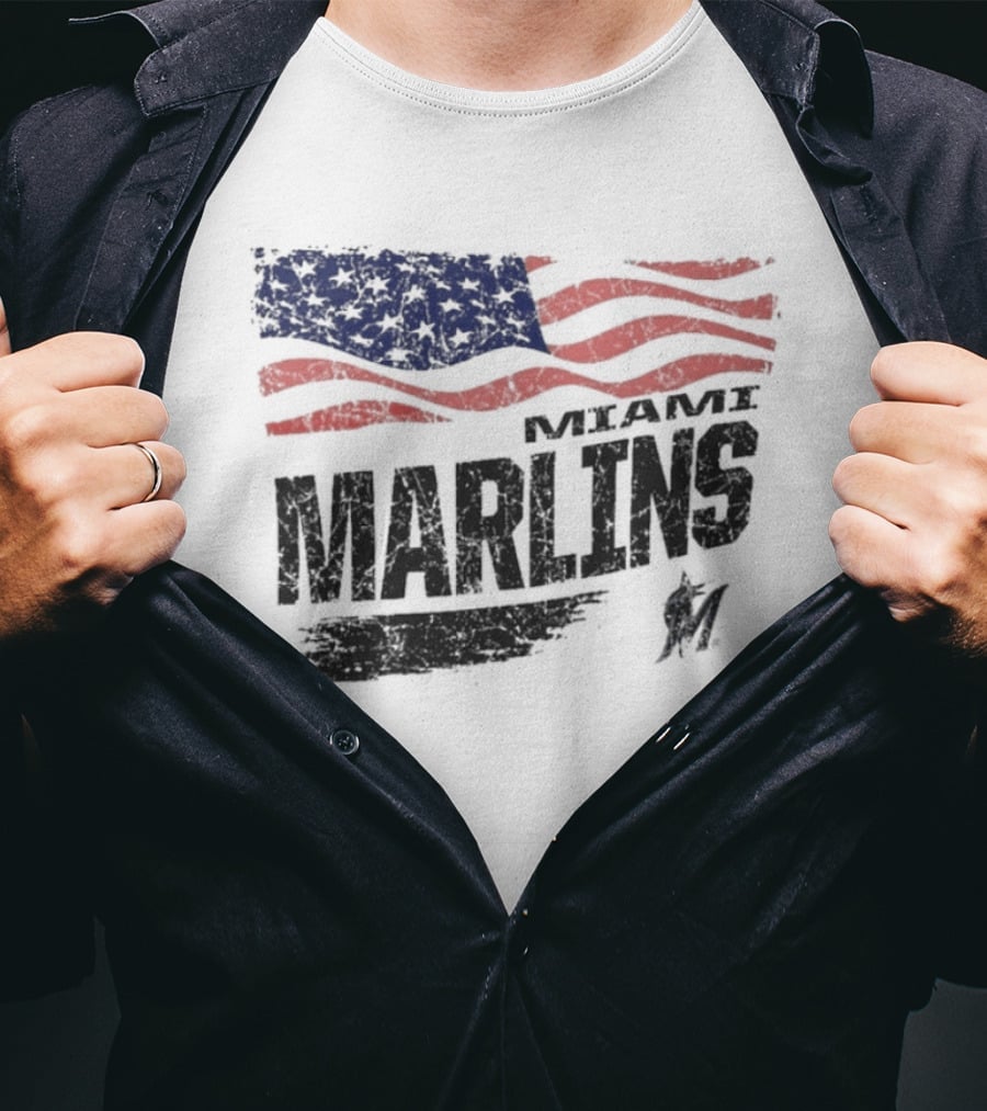 Miami Marlins MLB United States Flag T-Shirt
