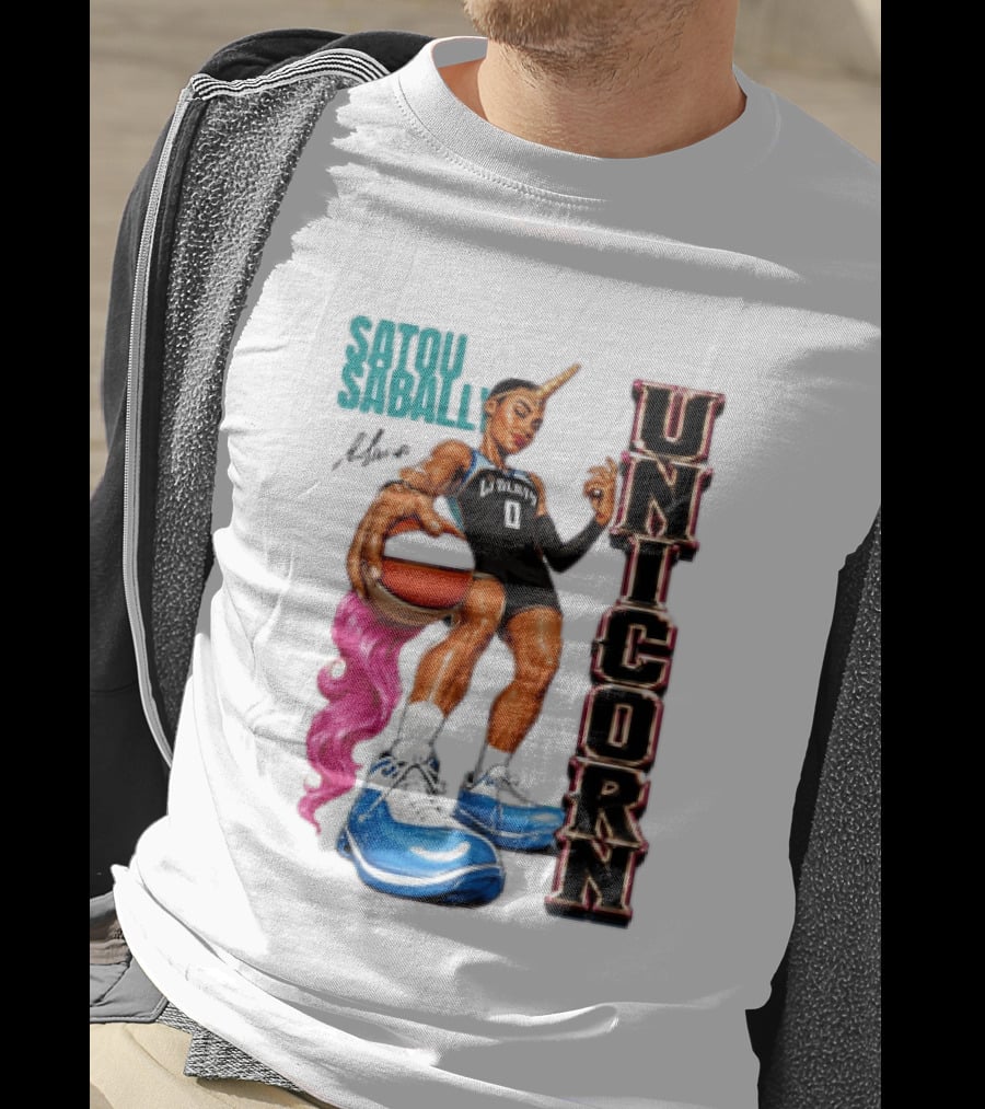 Satou Sabally New York Liberty Unicorn Basketball Player With Ball T-Shirt
