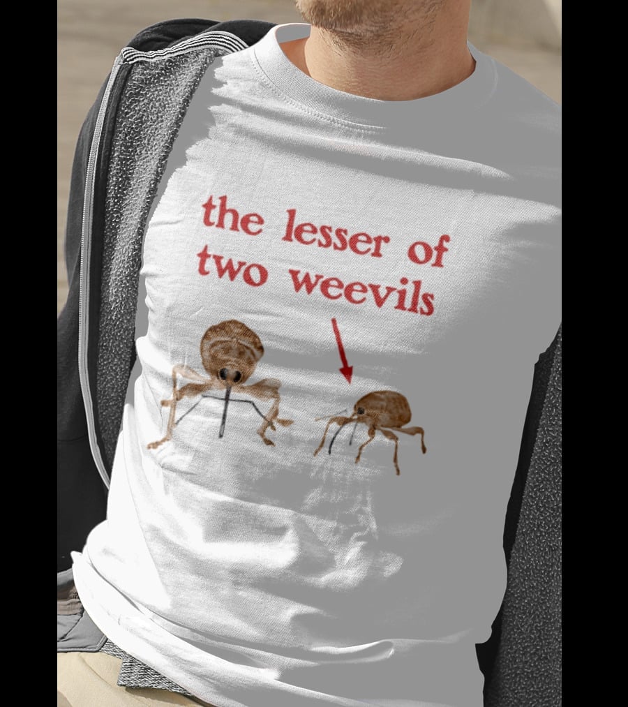 The Lesser Of Two Weevils Insect Pun With Two Illustrated Bugs T-Shirt
