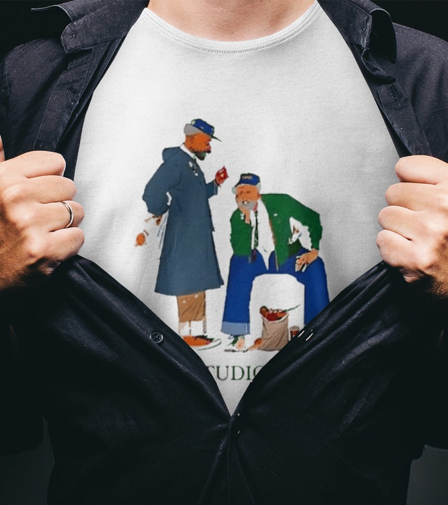 OMA Studios NYC Old Men Friends Talking Together In The Street Casual Street Scene T-Shirt