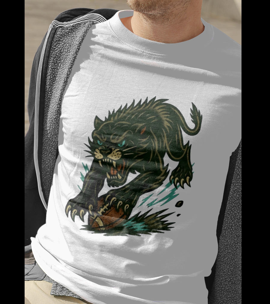 Panther Rushing Football Athletic Team Dynamic Action T-Shirt