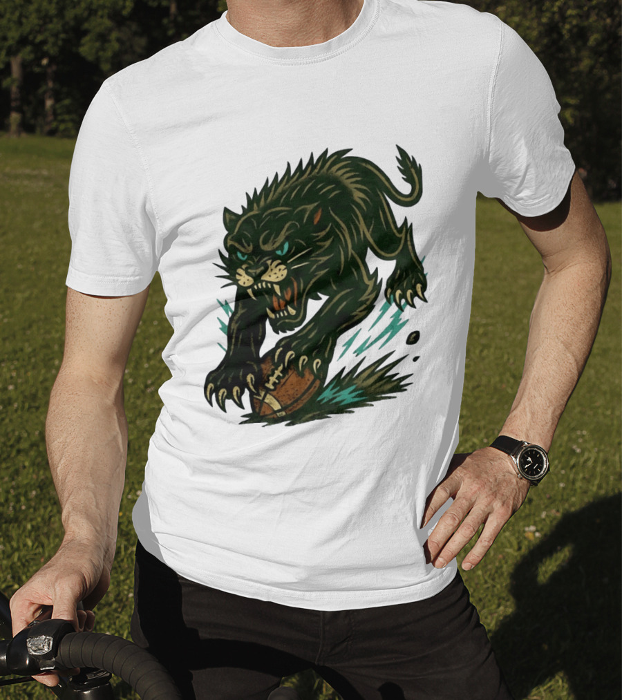 Panther Rushing Football Athletic Team Dynamic Action T-Shirt