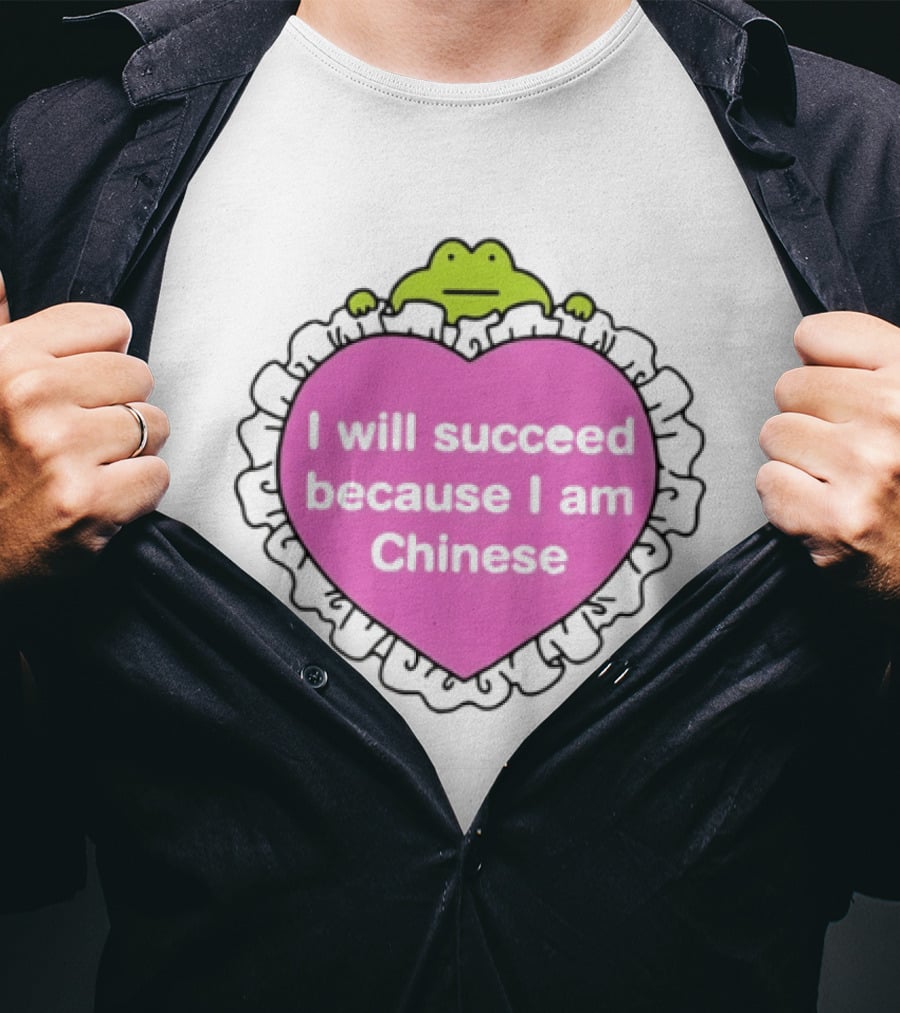 I Will Succeed Because I Am Chinese Pink Heart Frog T-Shirt