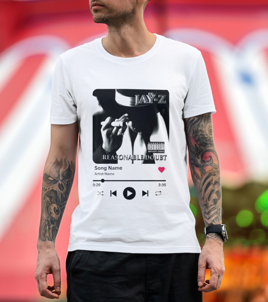 Jay Z Reasonable Doubt Song Name Artist Name Parental Advisory Explicit Content Iconic Album Cover T-Shirt
