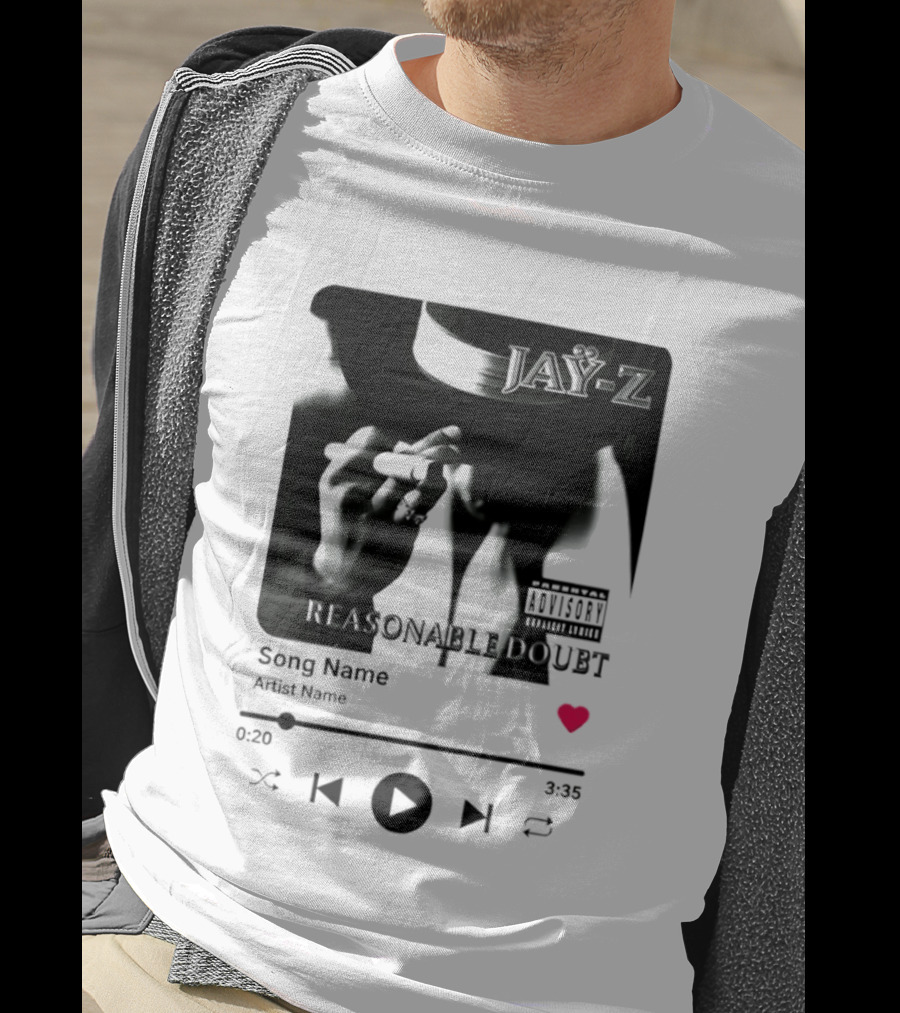 Jay Z Reasonable Doubt Song Name Artist Name Parental Advisory Explicit Content Iconic Album Cover T-Shirt