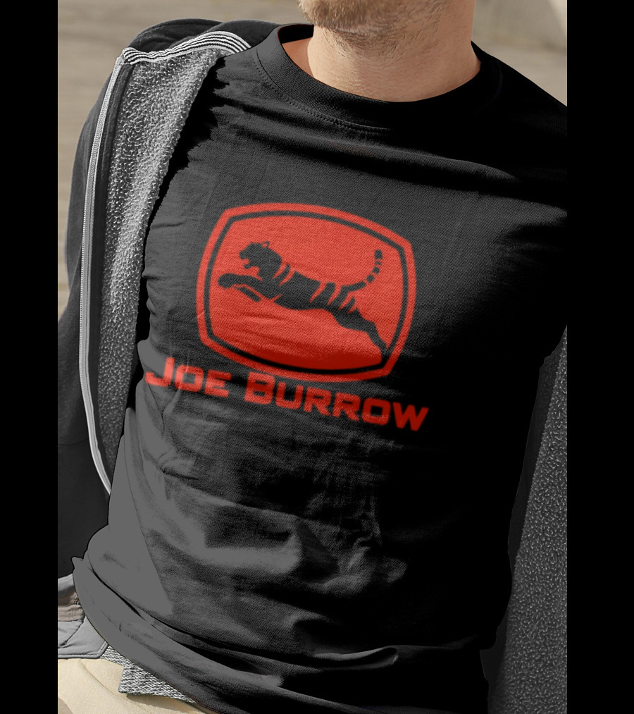 Joe Burrow Cincinnati Bengals Tractor Co Jumping Tiger Oval T-Shirt