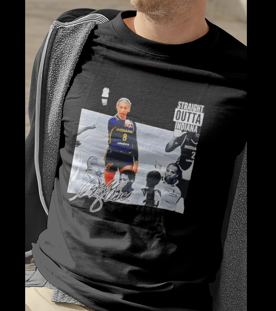 Caitlin Clark Pointing Indiana Fever Basketball Player Straight Outta Indiana T-Shirt