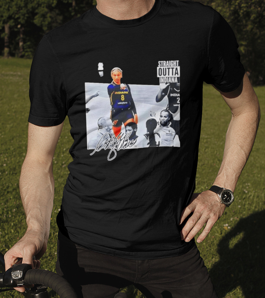 Caitlin Clark Pointing Indiana Fever Basketball Player Straight Outta Indiana T-Shirt