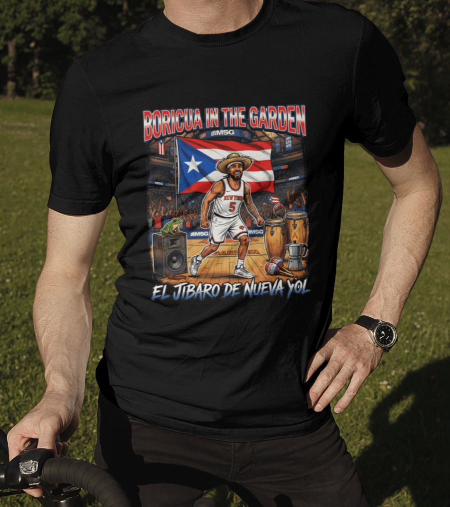 Boricua In The Garden El Jibaro De Nueva Yol Puerto Rico New York Knicks Basketball MSG T-Shirt