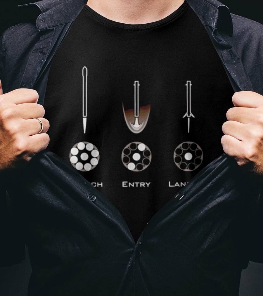 Launch Entry Landing Falcon Rocket Phases T-Shirt