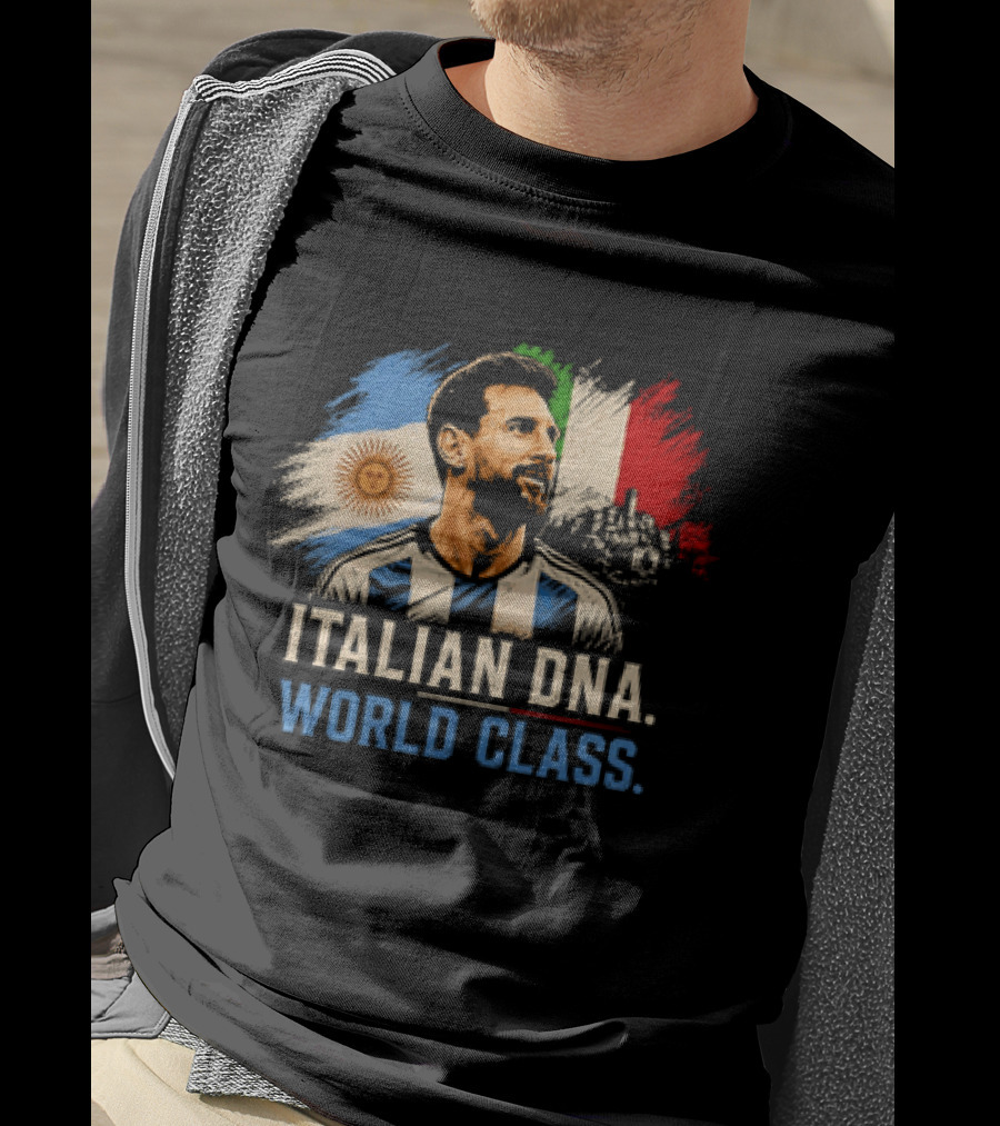 Lionel Messi Italian DNA World Class Argentina Flag T-Shirt