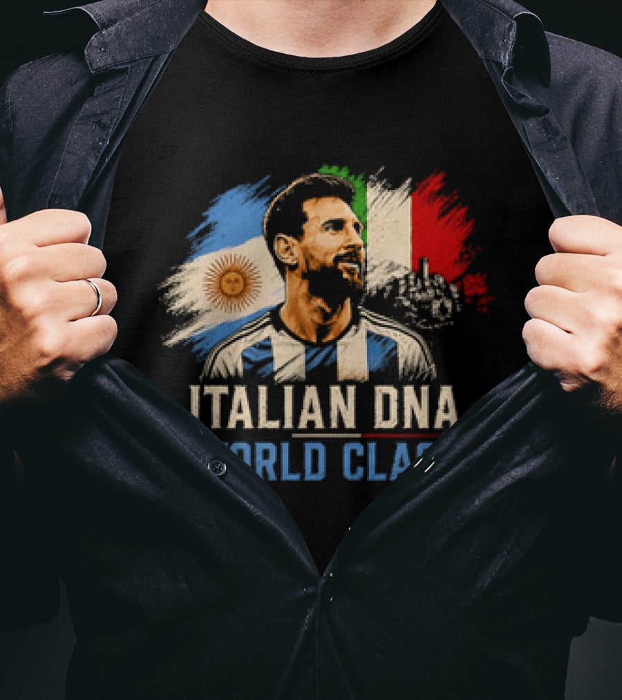 Lionel Messi Italian DNA World Class Argentina Flag T-Shirt