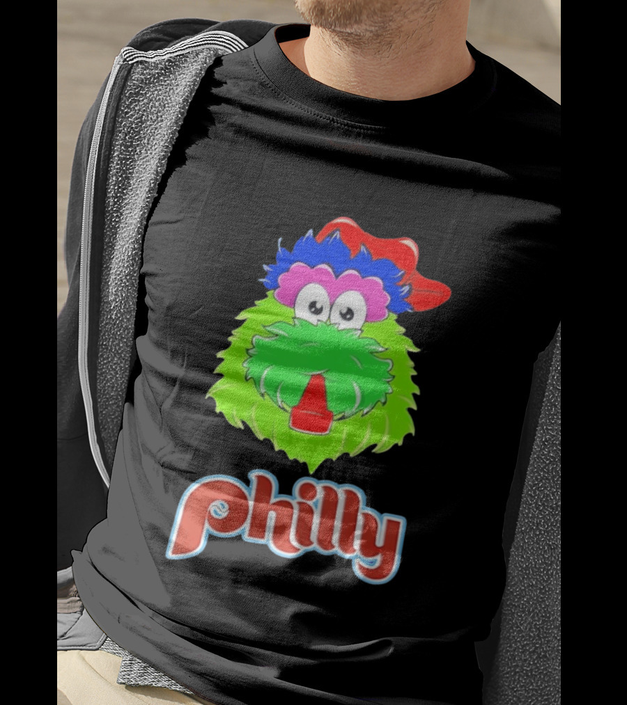 Philly Fanatics Whistle Philly Green Furry Mascot Red Hat T-Shirt