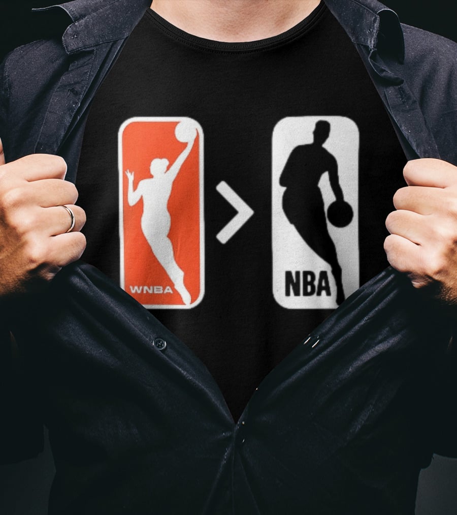 WNBA Logo Greater Than NBA Logo Comparison T-Shirt