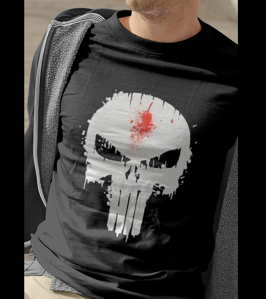 Punisher Skull Bleeding Head Shot T-Shirt