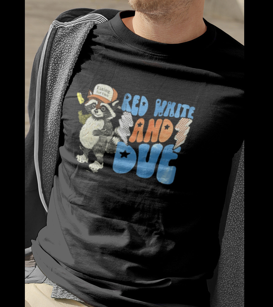 Red White And Due Raccoon Eating For Two T-Shirt