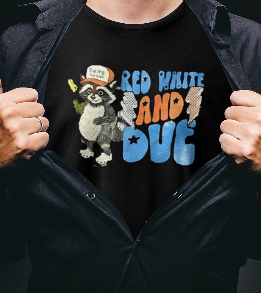 Red White And Due Raccoon Eating For Two T-Shirt