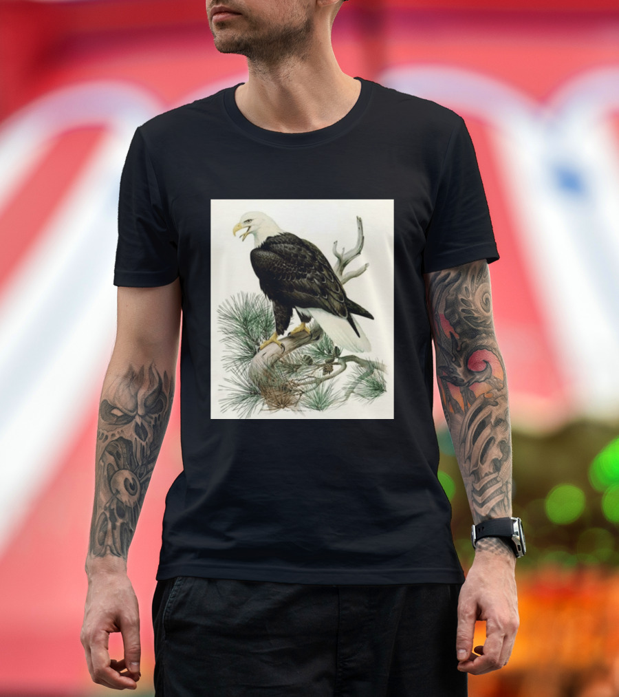 Roger Tory Peterson Bald Eagle Illustration On Stone Background 2026 T-Shirt