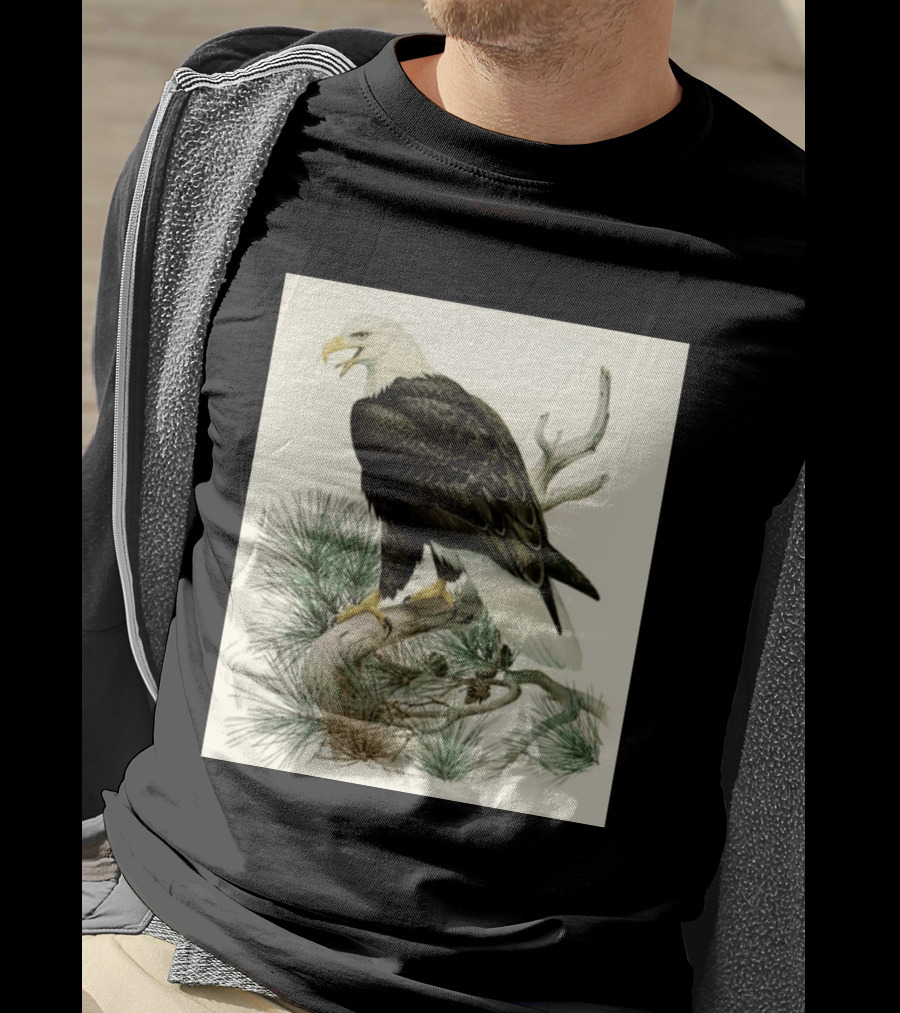 Roger Tory Peterson Bald Eagle Illustration On Stone Background 2026 T-Shirt