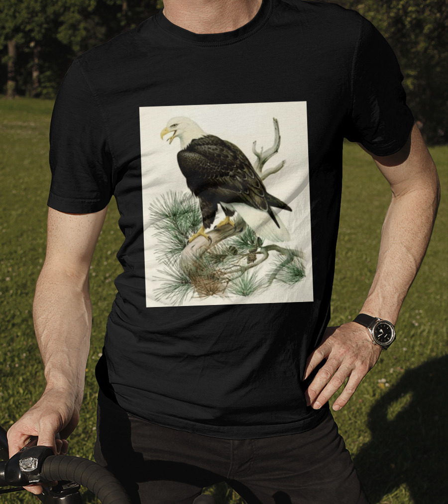 Roger Tory Peterson Bald Eagle Illustration On Stone Background 2026 T-Shirt
