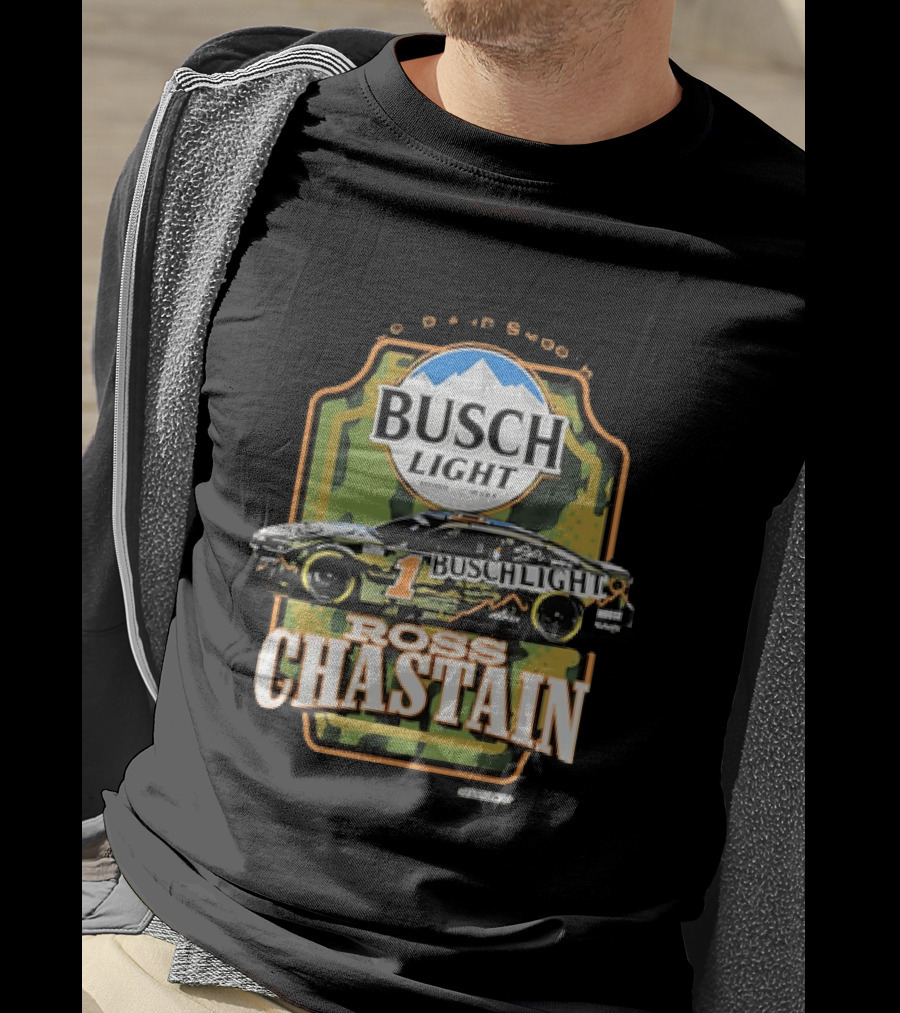 Ross Chastain No 1 Busch Light Cold And Smooth Racing Car Camouflage T-Shirt