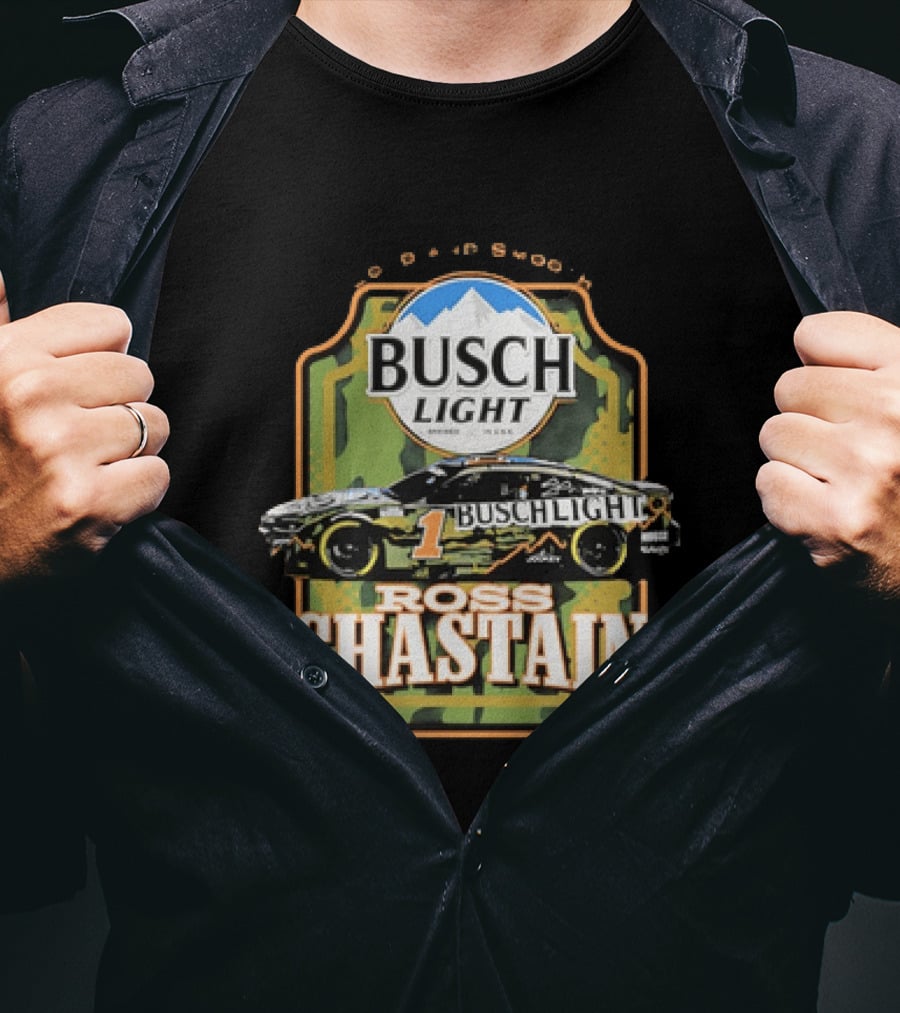 Ross Chastain No 1 Busch Light Cold And Smooth Racing Car Camouflage T-Shirt
