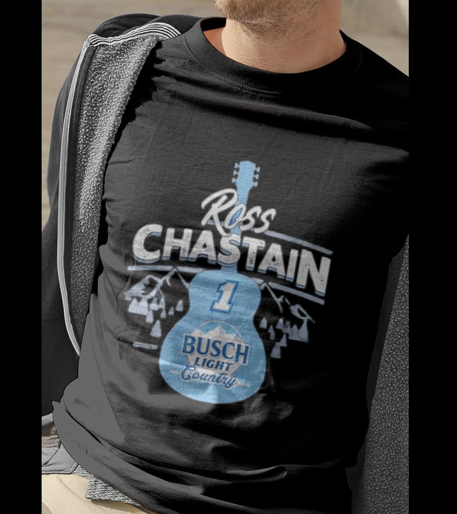 Ross Chastain No 1 Busch Light Country Guitar T-Shirt