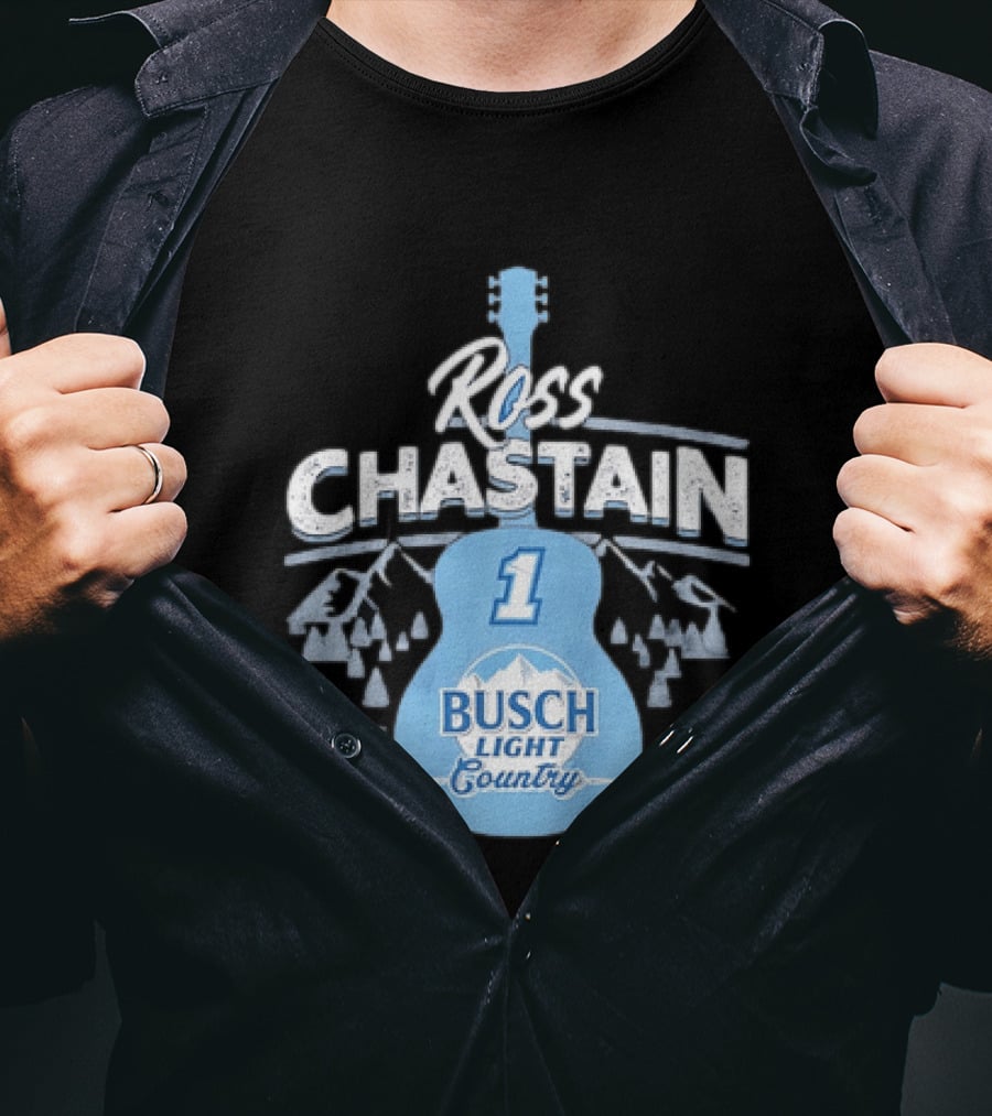 Ross Chastain No 1 Busch Light Country Guitar T-Shirt
