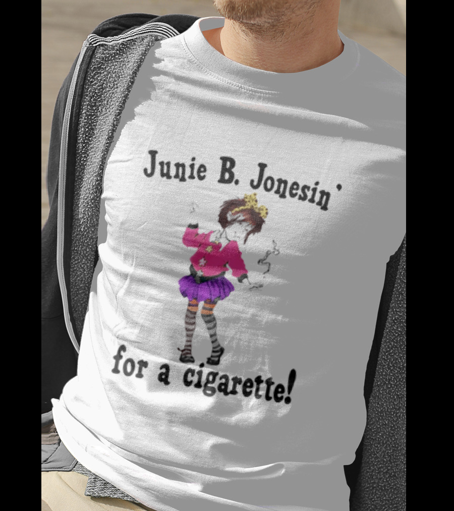 Junie B Jonesin For A Cigarette Vintage Cartoon Style Character With Bow And Tutu T-Shirt
