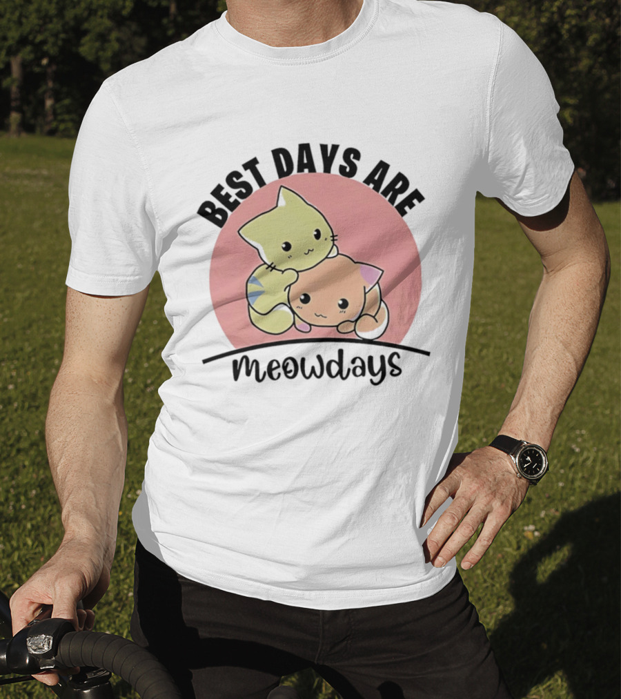 Best Days Are Meowdays Cute Cartoon Cats Hugging T-Shirt