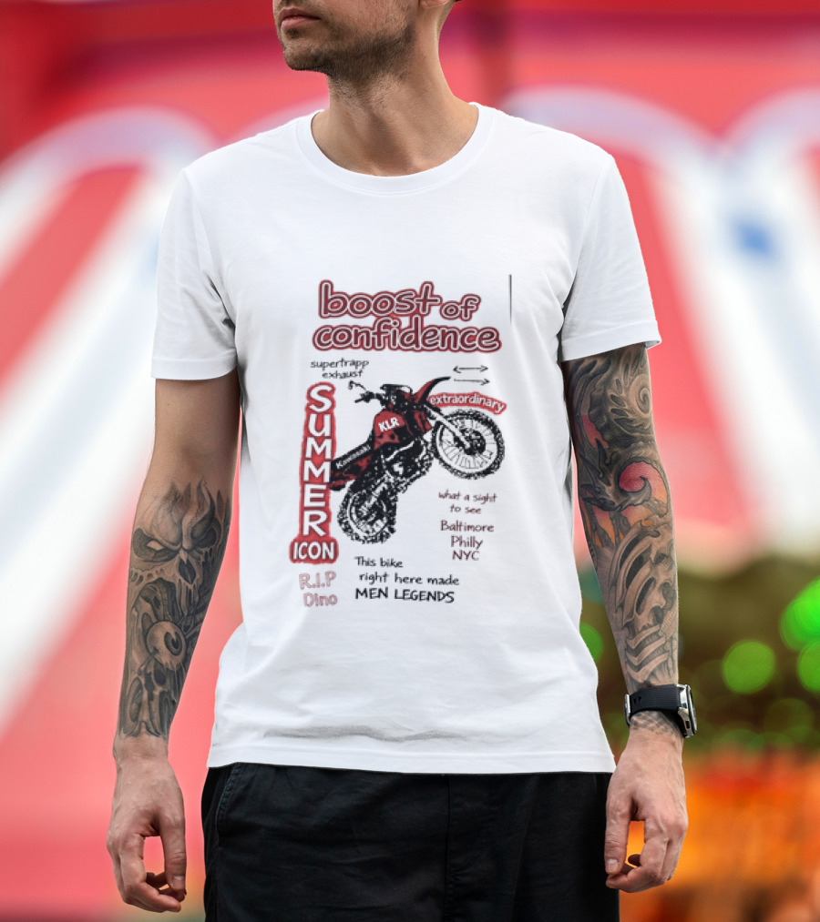 Boost Of Confidence Kawasaki KLR Summer Icon RIP Dino Men Legends T-Shirt