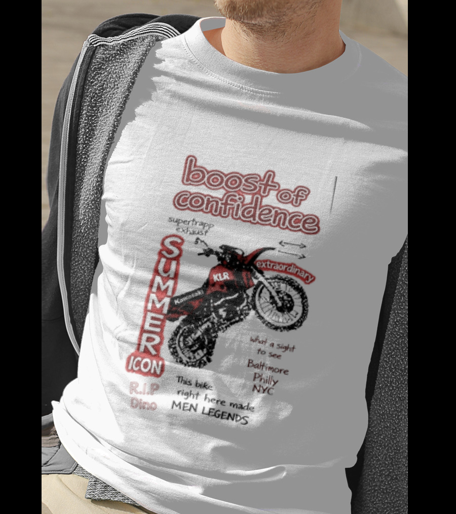 Boost Of Confidence Kawasaki KLR Summer Icon RIP Dino Men Legends T-Shirt