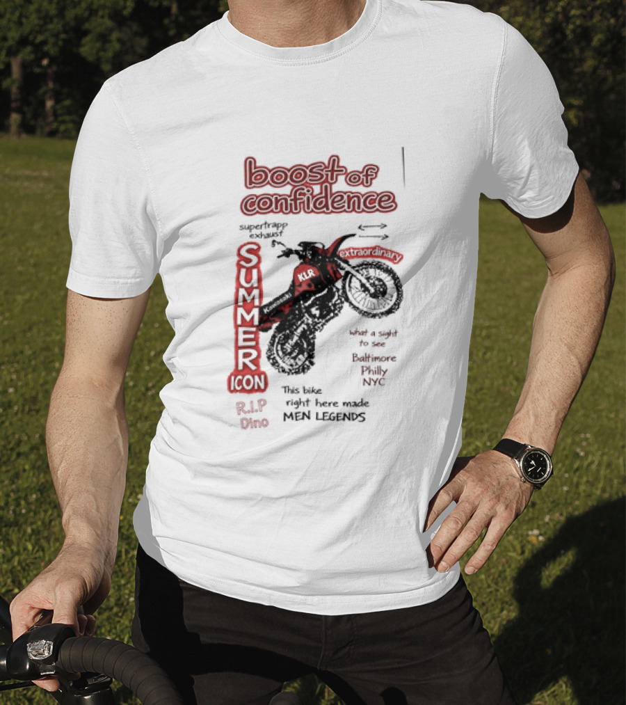 Boost Of Confidence Kawasaki KLR Summer Icon RIP Dino Men Legends T-Shirt