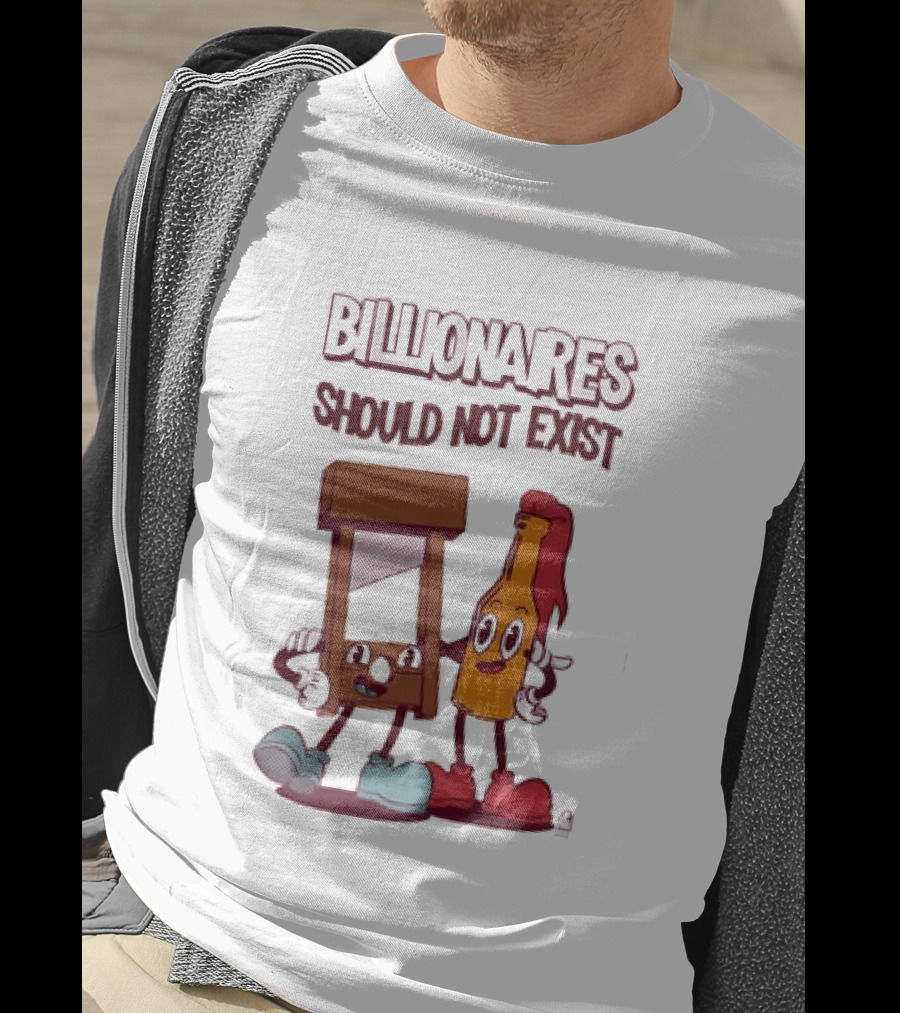 Billionaires Should Not Exist Cartoon Guillotine Molotov T-Shirt