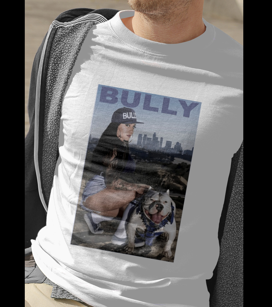 Bully Lifestyle Woman Squatting With Dog Cityscape T-Shirt
