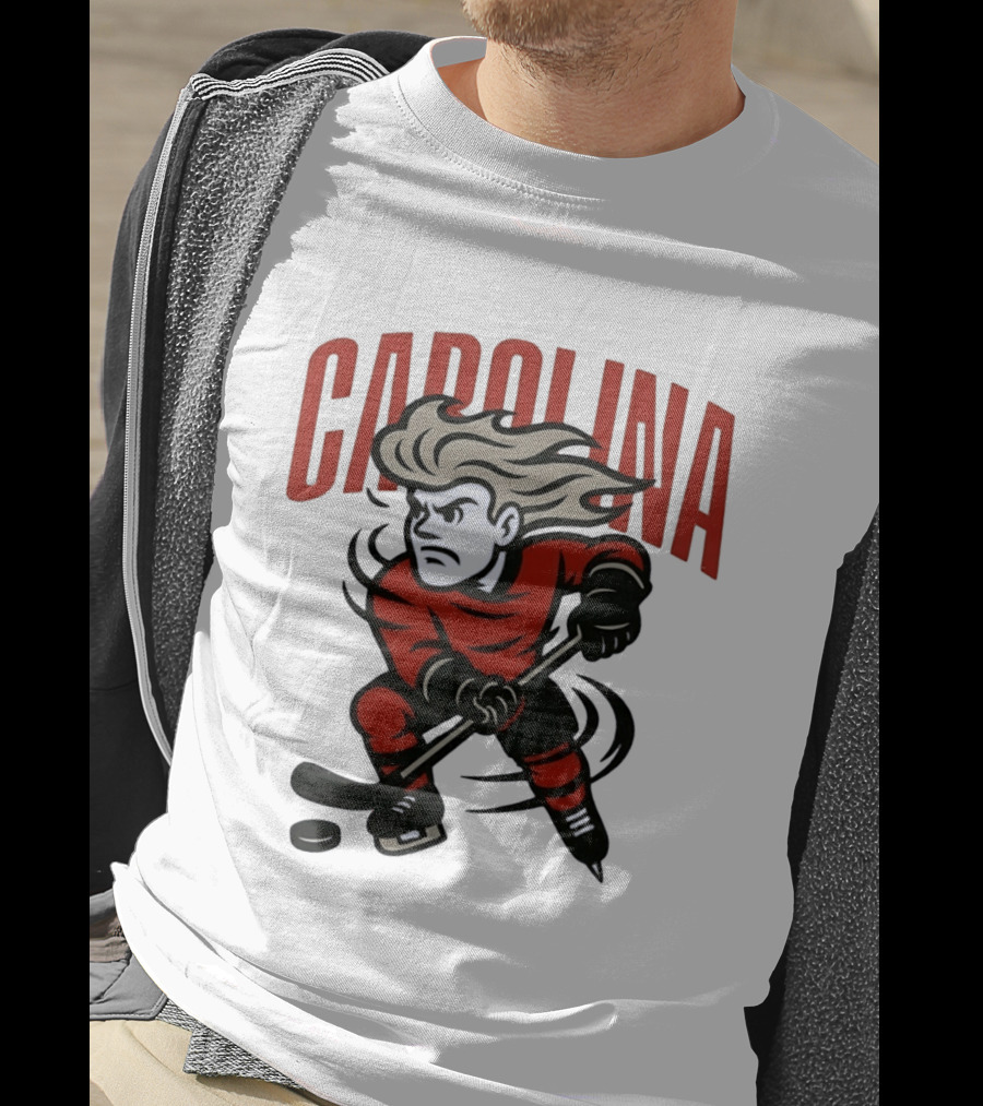 Carolina Hockey Action Figure Skating Puck Player T-Shirt