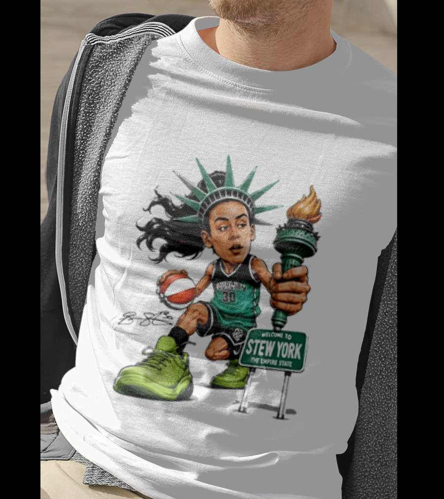 New York Liberty Breanna Stewart Stew York Torch Statue Basketball T-Shirt