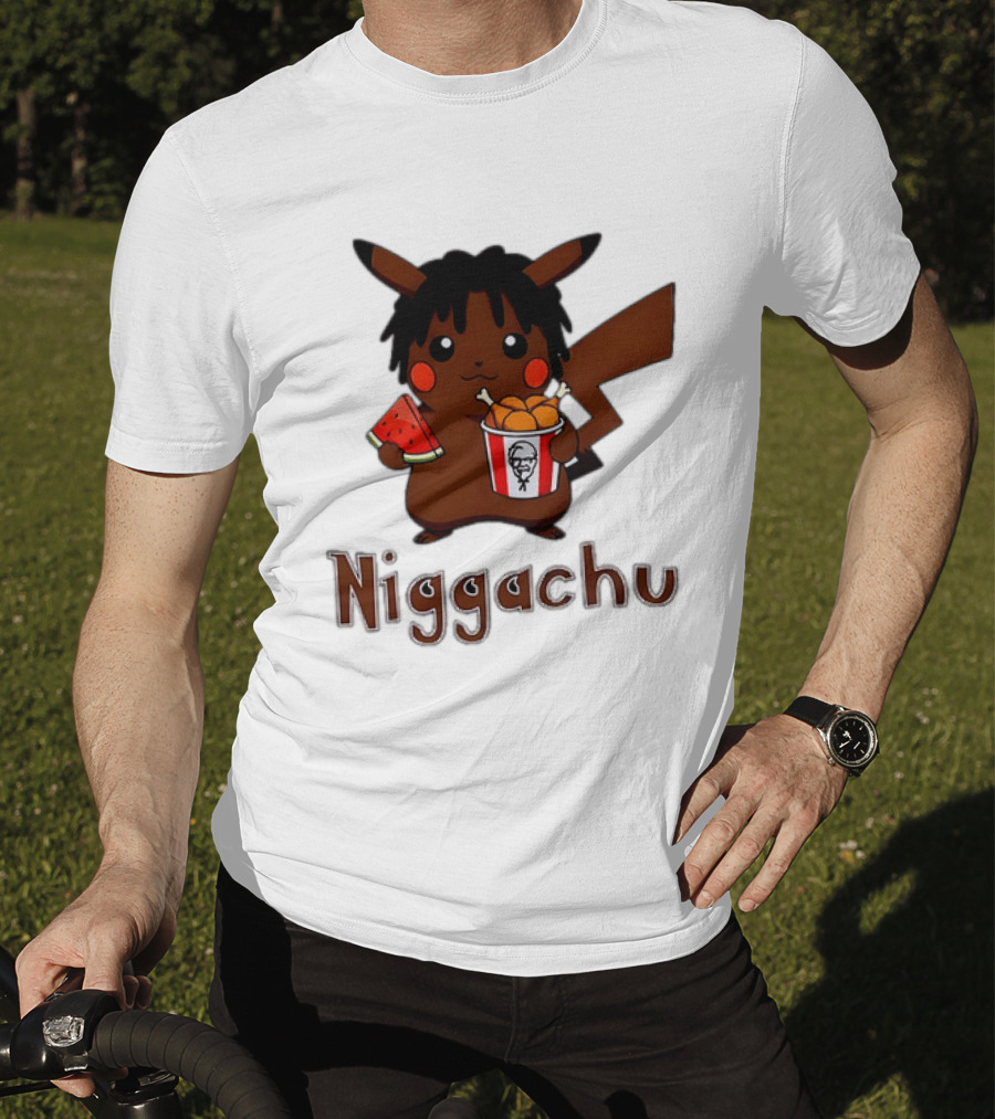 Niggachu Pikachu With Fried Chicken And Watermelon T-Shirt