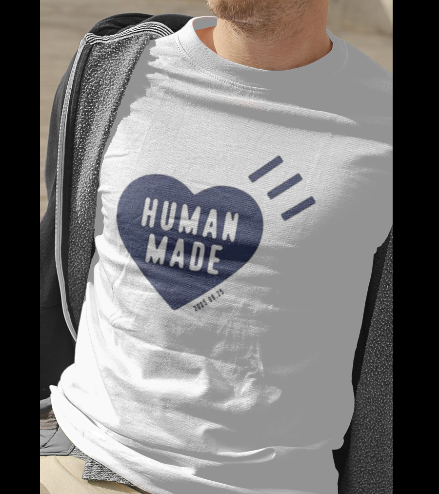 Daily Human Made Heart Motif With Three Stripes And Dry Alls T-Shirt