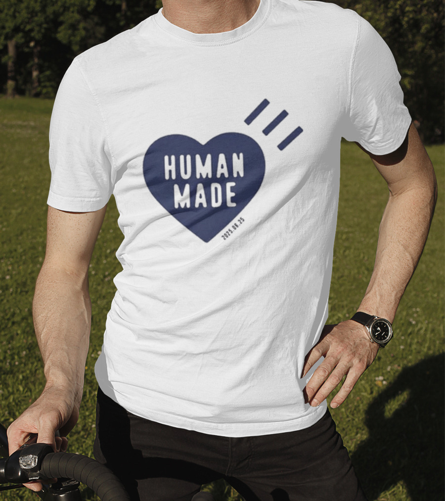 Daily Human Made Heart Motif With Three Stripes And Dry Alls T-Shirt