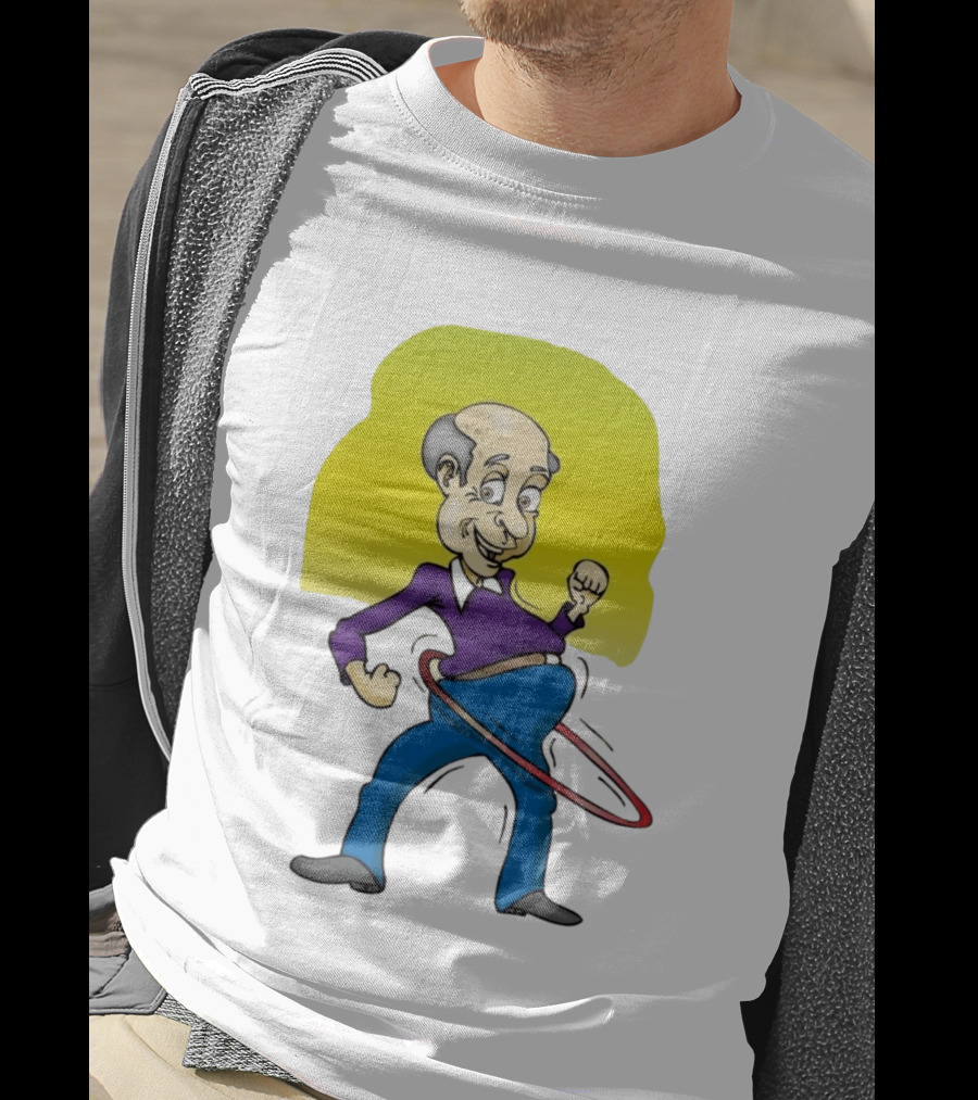 Elderly Man Hula Hooping Joyfully With Fist Pump T-Shirt