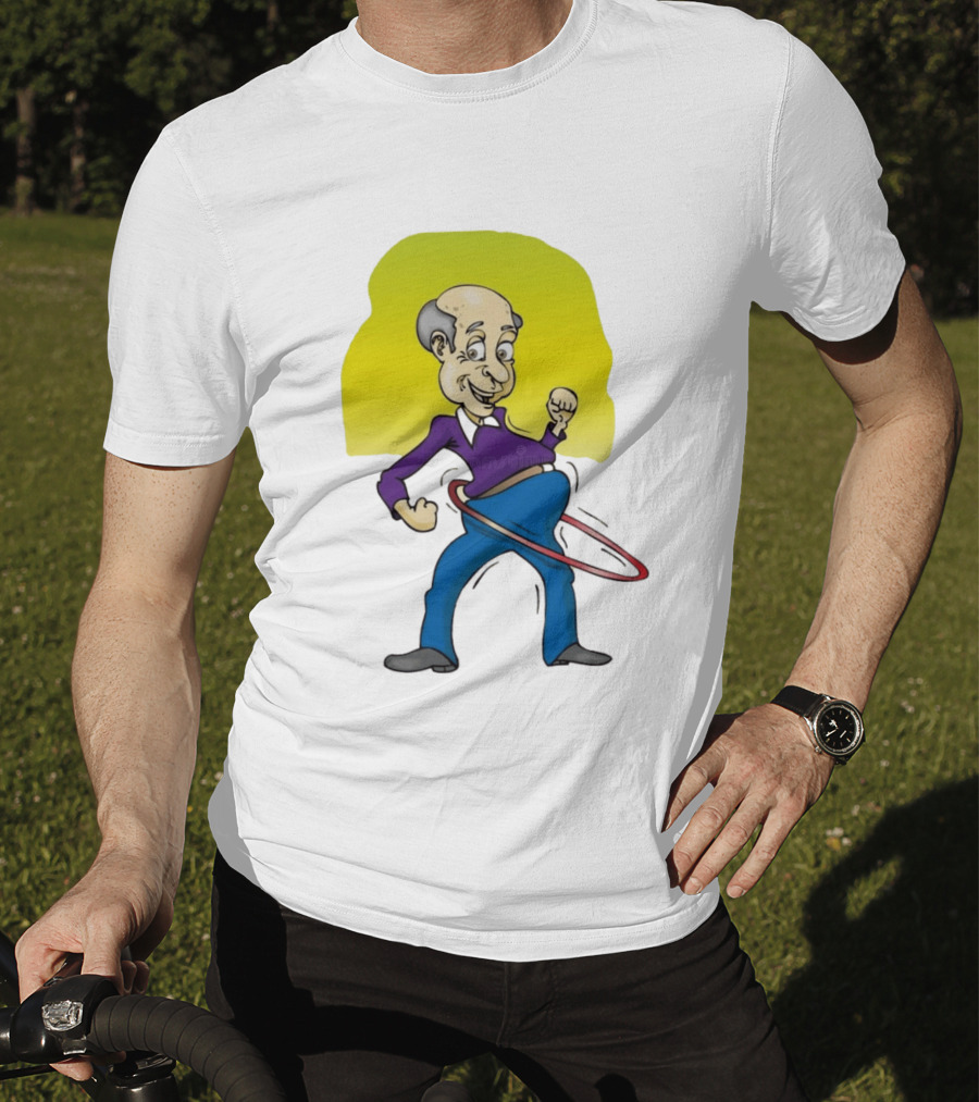 Elderly Man Hula Hooping Joyfully With Fist Pump T-Shirt
